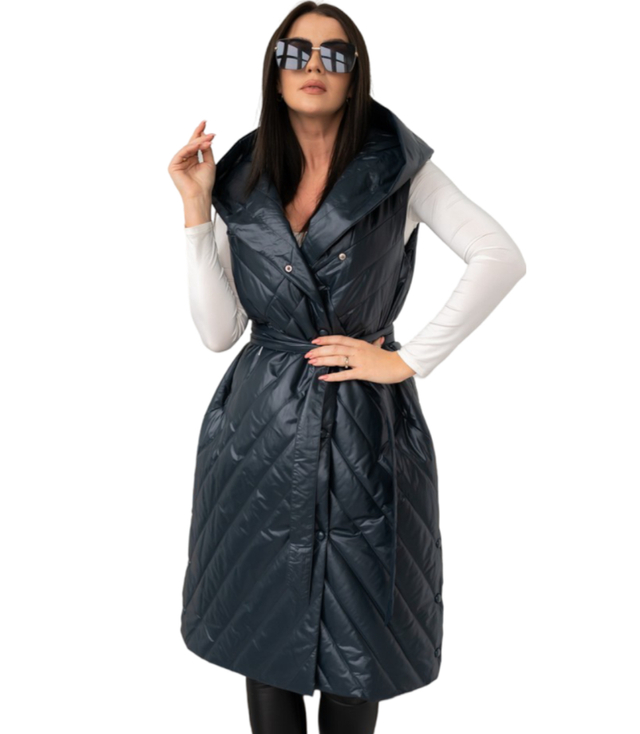 Women's Long Warmer Hooded Vest Tiered