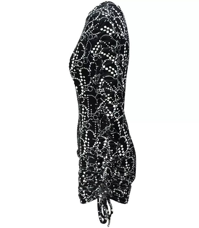 Velor mini dress with ruffle print