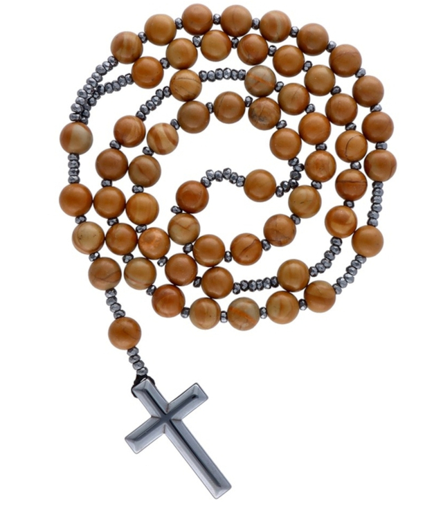 Rosary Necklace Jasper Pendant Adjustable Length