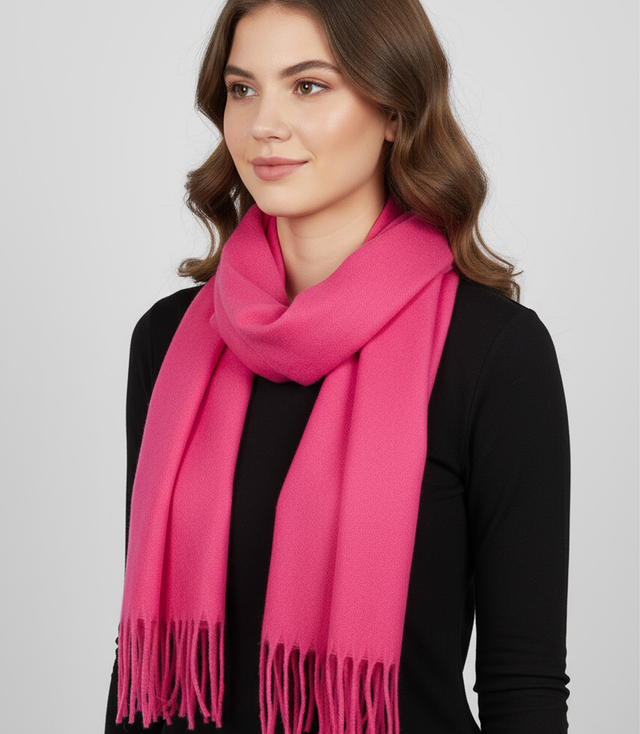 Elegant scarf with tassels in one color