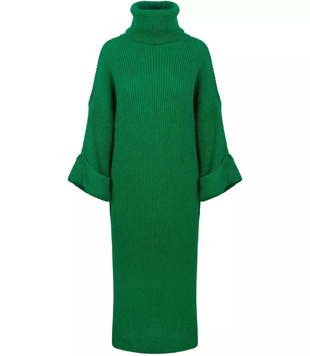 Ribbed MAXI turtleneck sweater dress