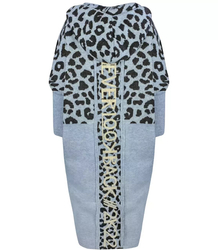 Long cardigan colorful leopard sweater with wool