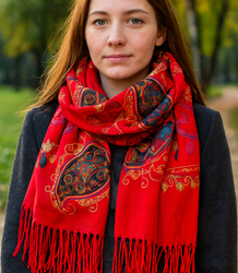 Women's scarf with floral ornament stylish