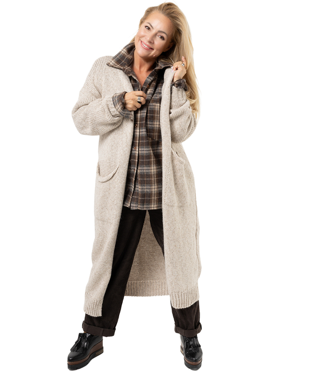 Long warm melange cardigan AURORA