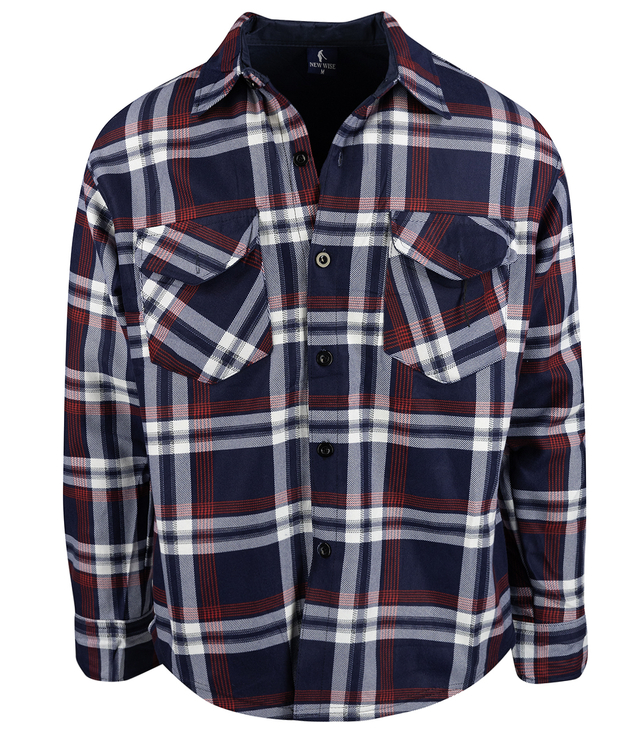 Warm men's checkered shirt with warming button-down classic