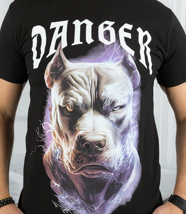 Męski t-shirt koszulka krótki rękaw z nadukiem z psem