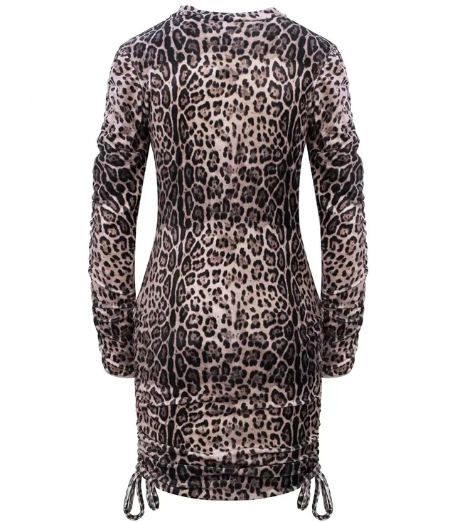 Velor mini dress with ruffle print