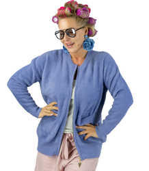 Short cardigan unbuttoned sweater in fluffy knit fabric "COCO CHIC"