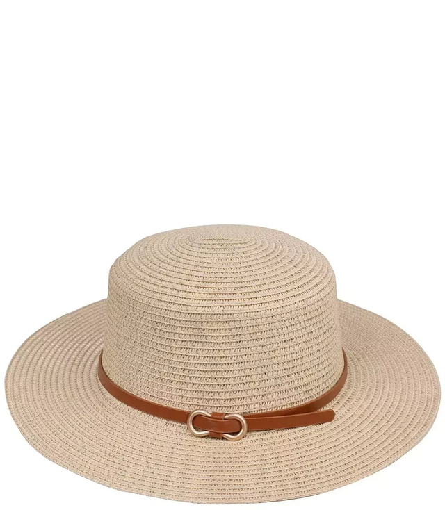 Women's raffia straw hat with classic strap