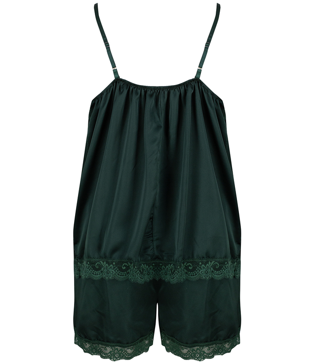 Satin pajama set with lace shorts top petticoat