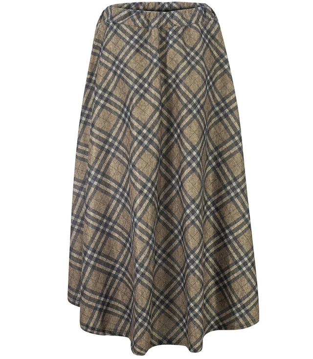 Spódnica rozkloszowana w kratę midi maxi