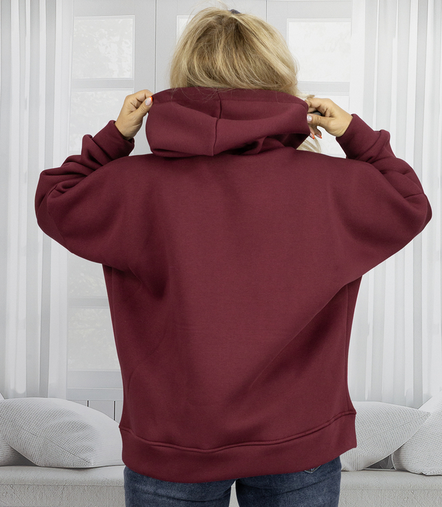 Warm women's sweatshirt one-color basic with hood BROOKLYN