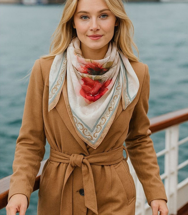 Elegancka kobieca chusta z obłędnym wzorem 70x70