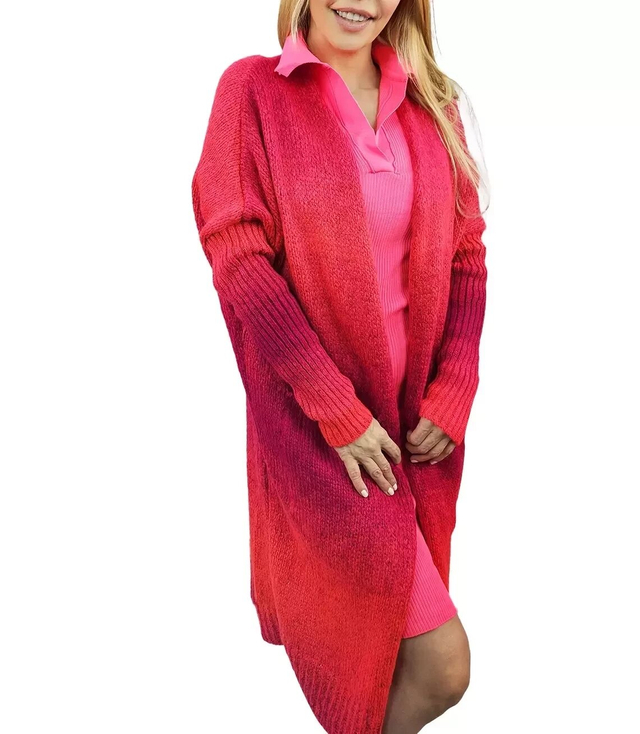 Long cardigan thick colorful ombre sweater