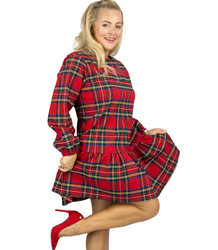 Women's blown-out checkered dress