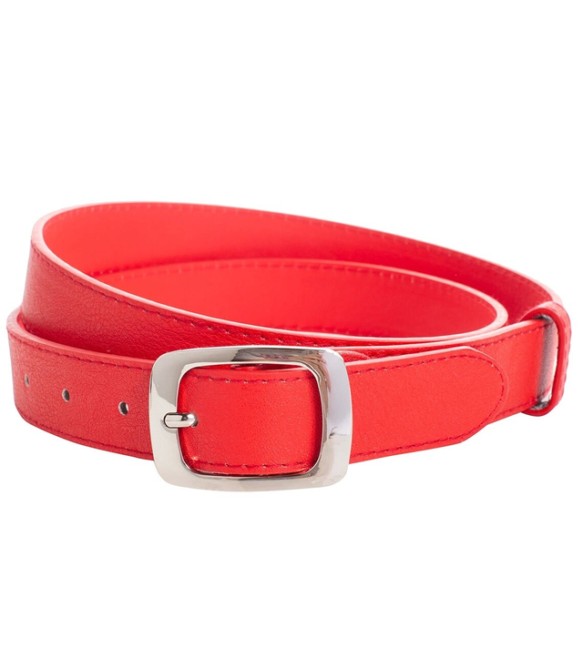 Smooth women's eco leather belt with silver buckle 3 cm