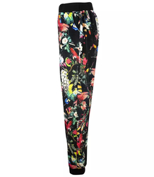Suede sweatpants with a colorful print