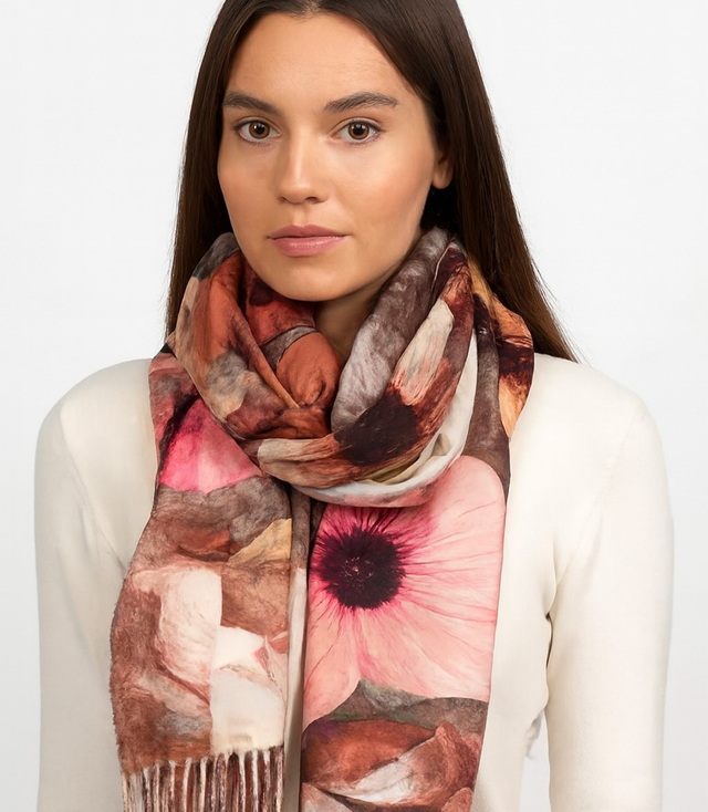 Square shawl scarf for women with tassels AGRAFKA