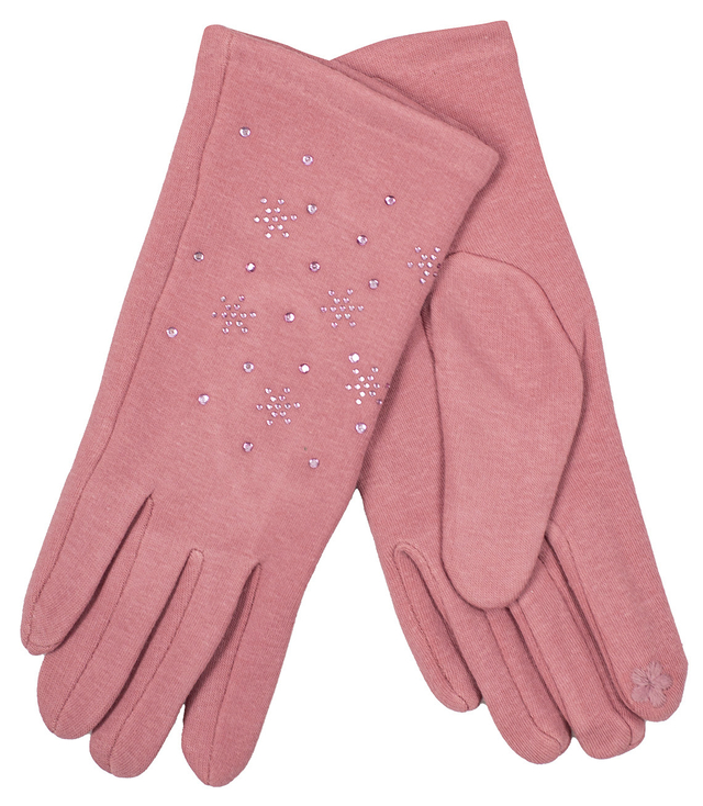 Women's insulated gloves Touch Five-fingered with rhinestones