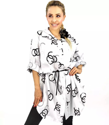 Long shirt, elegant shirt dress, fashionable print, tunic