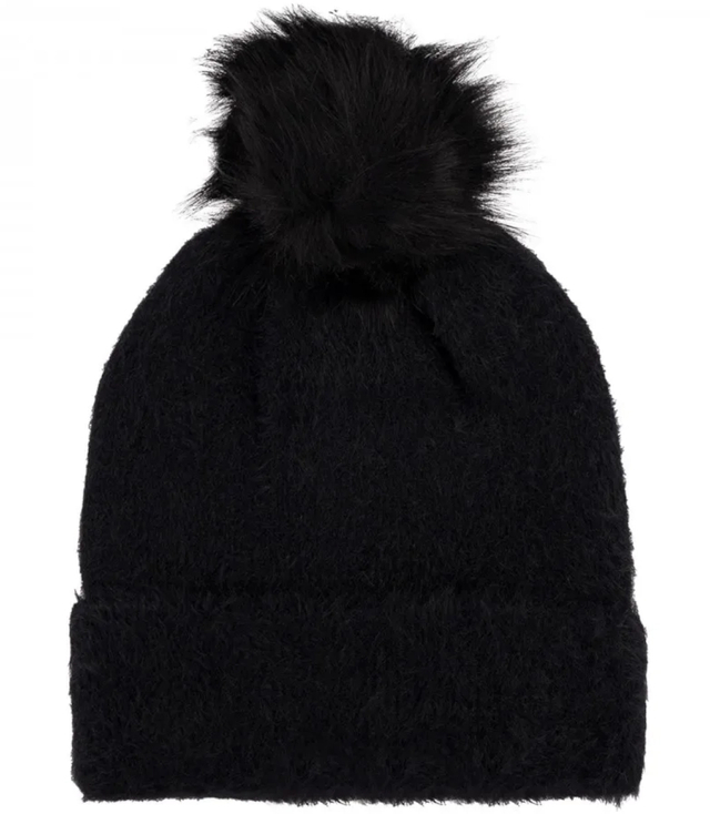 Warm fluffy women's cap with pom-pom autumn winter hat 