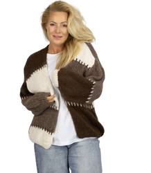 Krótki kardigan sweter bez zapięcia szerokie pasy VALENTINA