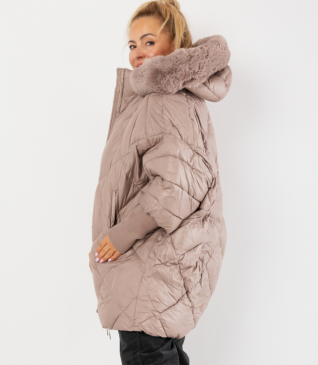 Winter oversize jacket with hood and fur NORDIC PUFF