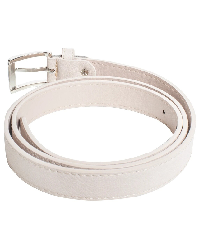 Smooth women's eco leather belt with silver buckle 2.3 cm