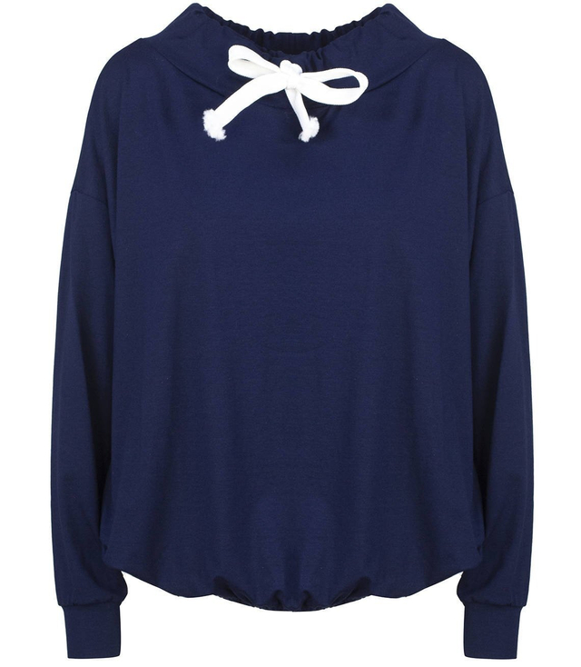 One-color sweatshirt with an elastic band V-NECK