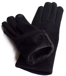 Women's knitted gloves insulated with fur classic
