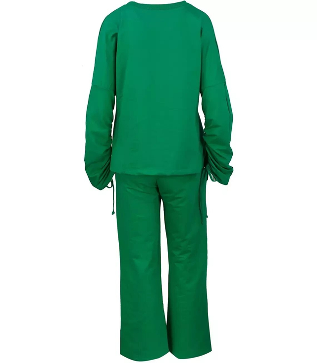 Dres spodnie dzwony bluza dopasowany komplet 
