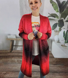 Long cardigan thick colorful ombre sweater