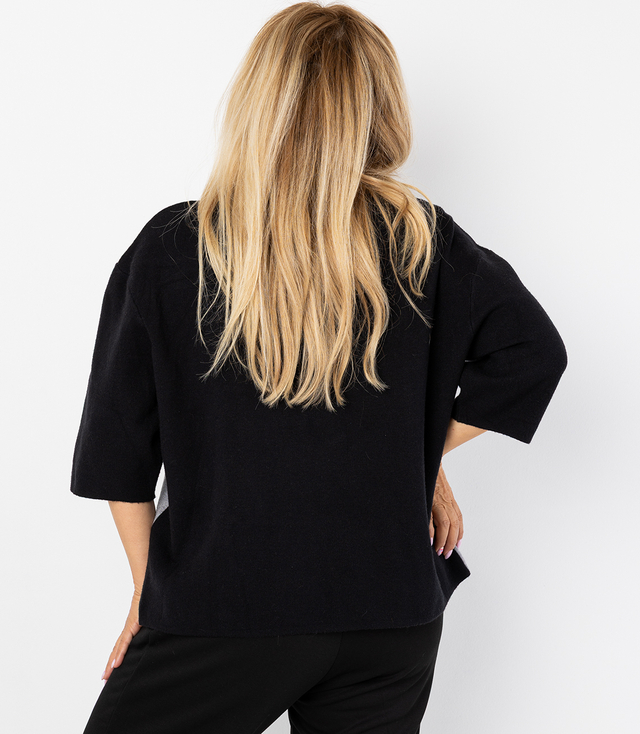 Elegant sweater with half turtleneck and geometric pattern DOT ART 
