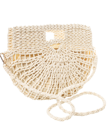 Summer semi-circular bag shoulder bag with braided fabric