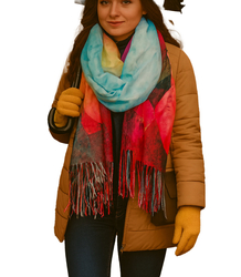 Square shawl scarf for women with tassels AGRAFKA