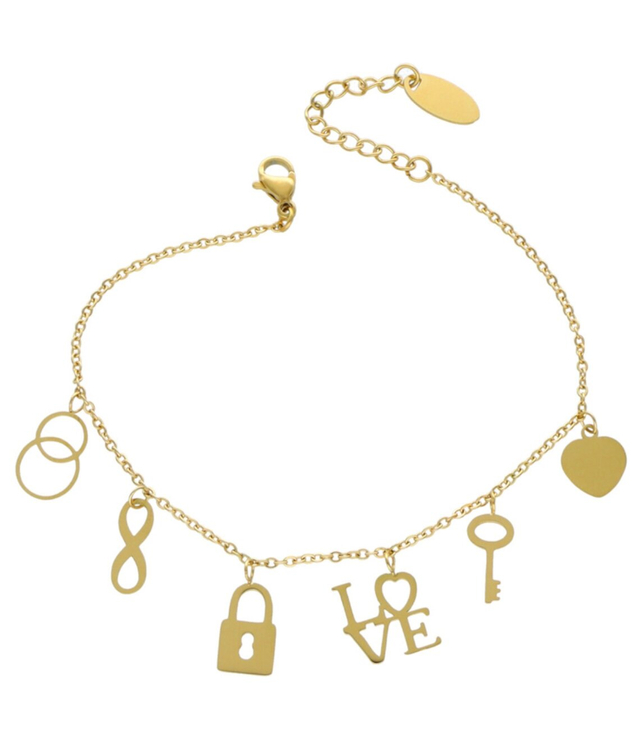 Gold bracelet Padlock Key Love Gift Subtle