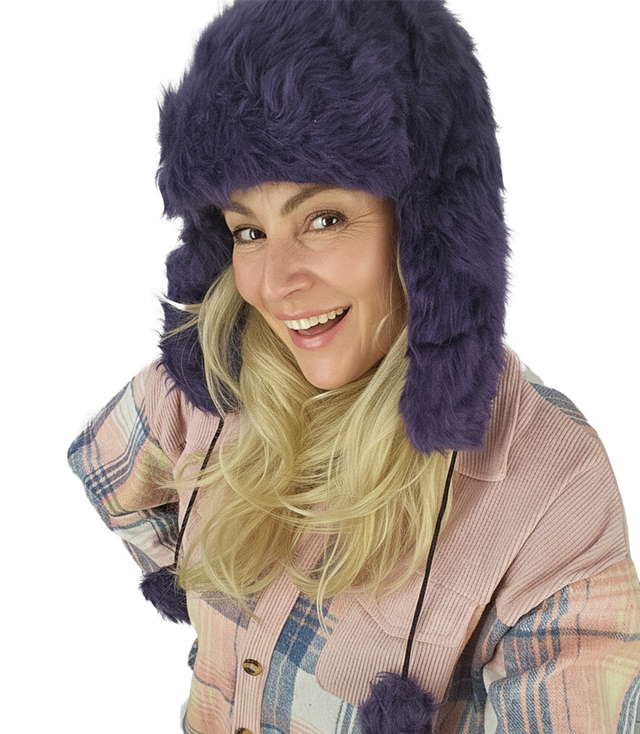 Warm women's earflap hat 