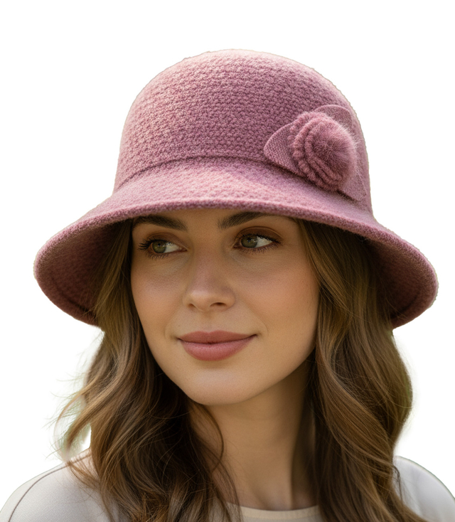 Women's hat cloche patch flower