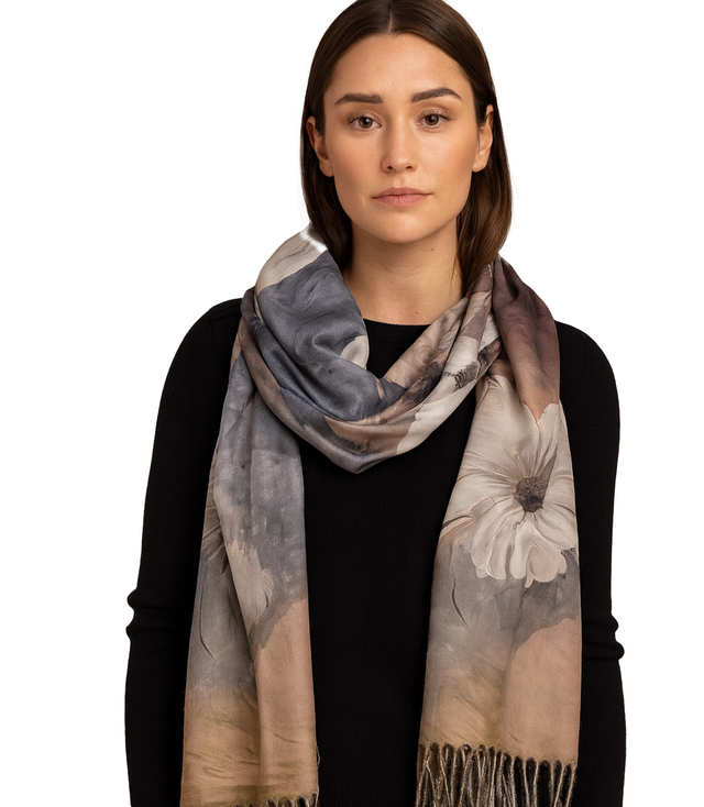 Scarf Scarf tassel warm flowers soft smooth 180x70 cm