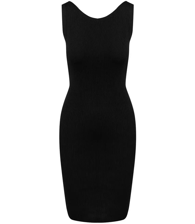 Fitted midi dress with an open back