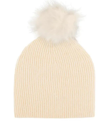 Warm women's beanie with pompon winter autumn ribbed monochrome hat