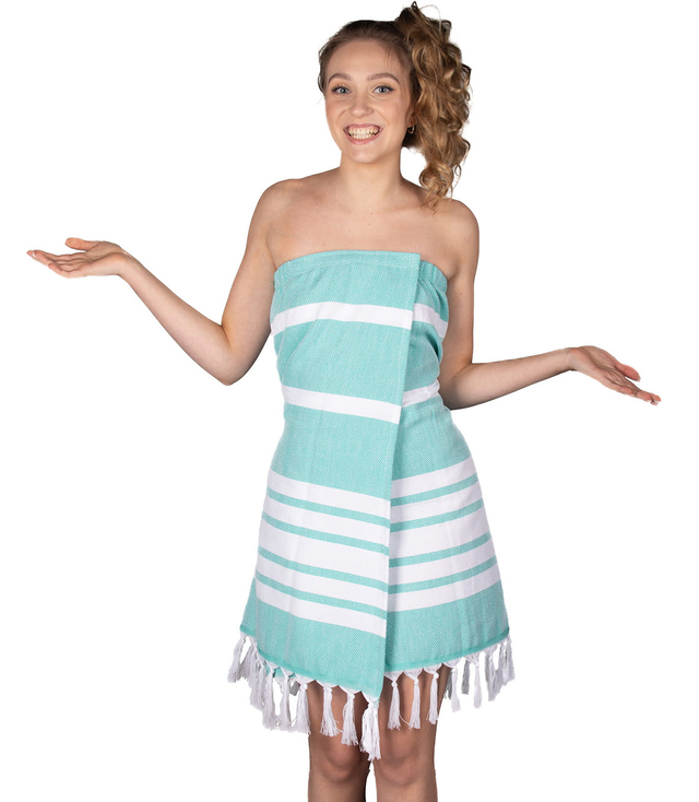 Velcro sauna pareo with striped tassels