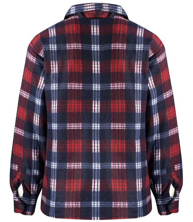 Warm fleece checked men's shirt insulated with faux fur