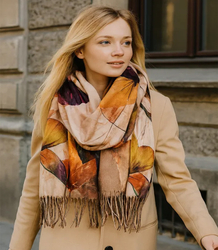Square shawl scarf for women with tassels AGRAFKA
