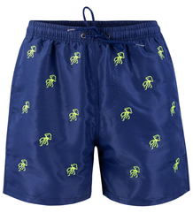 Swim shorts decorated with a summer pattern on the front