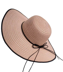 Elegant women's straw hat with a ribbon