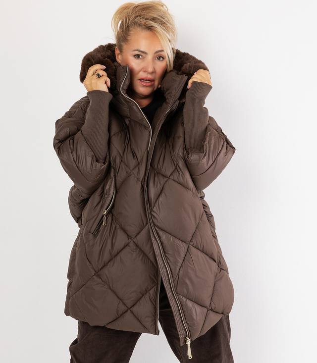 Winter oversize jacket with hood and fur NORDIC PUFF