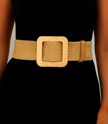 Braided women's belt with large buckle