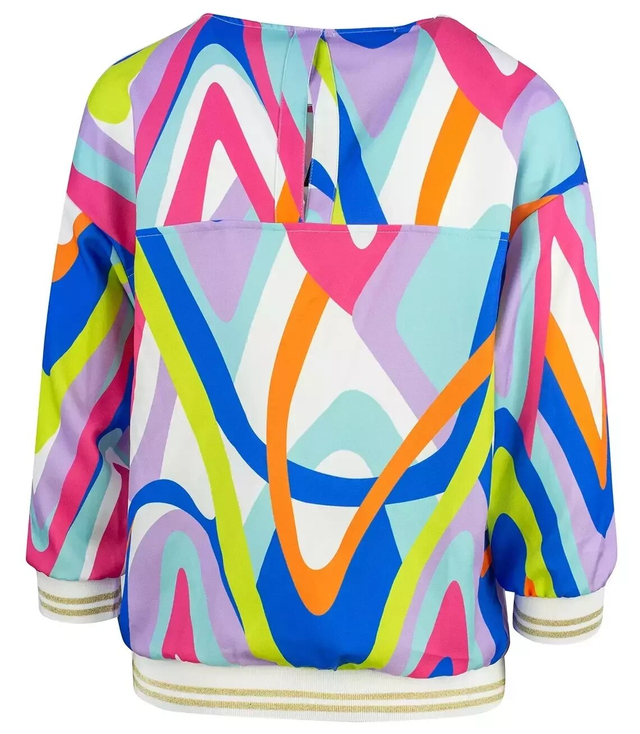 Loose blouse with a welt colorful print