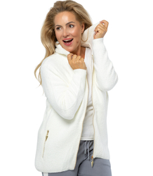 Warm cardigan sweater made of fluffy knit fabric GRAZYNA